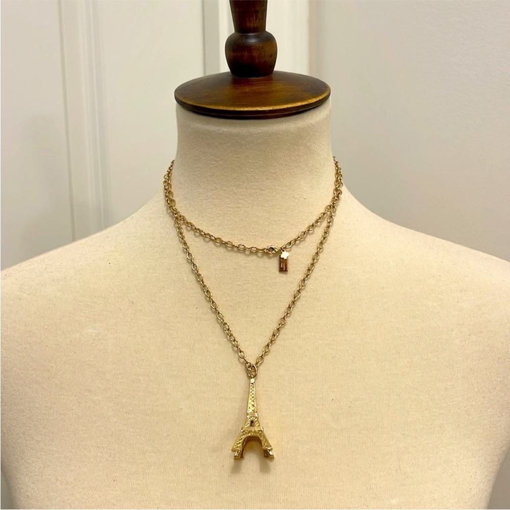 Kate Spade Parisian Lights Eiffel Tower Necklace 14k Gold plated 30” - Picture 2 of 11